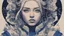 Placeholder: A beautiful portrait painting of a Singer Danish MØ face by Katsushika Hokusai, beautiful cyberpunk huge girl, symmetry, hyperdetailed, illustration darkblue tones,