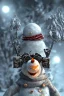 Placeholder: Snow man like a cyborg,with sunglasses,with gun,detail,textures,cinematic