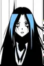 Placeholder: A brunette goth girl, in the style of Tite Kubo's Bleach