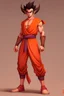 Placeholder: Full Body, Male Tiefling, monk, body shape as Super Sayin Goku, boxer pose, goku outfit colour theme, HD