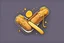 Placeholder: corndog with mustard, clean vector style, bold outline