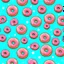 Placeholder: a polka dot pattern of retro cartoon style powdered donuts , single line weight