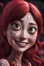 Placeholder: Woman with rare eyes, smiling, worms streaming from his eyes, siting pose, fullbody, Junji Ito style, darkred tones,high detailed, 4k resolution, digital paiting, 3d pixar disney the cinematic FKAA, TXAA, and RTX graphics technology employed for stunning detail.