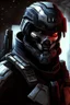 Placeholder: A soldier in the game Mass effect , he wears a BLACK skull helmet that covers his face, he is a rifleman, and his callsign is Titan.