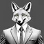 Placeholder: Illustrative sketch of a image of a humanoid fox, ironic smile, suit and tie, ultra quality line art, 8k