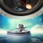 Placeholder: hyper-realistic floating astronaut and cat inside spaceship, cat looking through porthole at milkyway, 8k resolution, high-quality, fine-detail, detailed matte, intricate, 3D octane render, illustration, digital art, brian froud, howard lyon, anna dittman, greg rutowski,