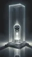 Placeholder: portrait of a square pillar with a grim reaper bulb in the foot, and mirrors reflecting light like crazy lazers bouncing against the sides up into a square crystal block head at the top