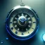 Placeholder: a blue crystal clock on sand, scary, steam punk, realistic, made in octane, cinematic, ultra-realistic, extremely detailed octane rendering, 8K, VRAY Super Real ar 2:3, dof photorealistic futuristic 50mm lens hard lighting dark gray tintype photograph, realistic lighting