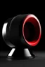 Placeholder: speaker, form inspired by flora and fauna , architecture form, modern design style and black and red color