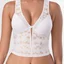 Placeholder: Lace upper cups • Flat-seamed 2-section cups support firmly • Adjustable stretch straps heip relieve shoulder strain—won't bind or curl • Stretch midriff band secures bra comfortably Non-stretch sides and back A Firm sides and back for additional support. Machine wash,
