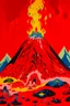 Placeholder: A red volcano with spewing bloody fire designed in Matryoshka dolls painted by Wassily Kandinsky