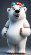 Placeholder: polar bear ox clown angel, in the style of pixar, expertly crafted in a whimsical and vibrant cartoon style. is masterfully rendered in a lifelike 3D design, which captivates viewers with there irresistible charm.