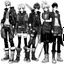 Placeholder: funky manga art of fashion, punkrock, future illustration: RPG group of Adventurers