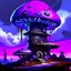 Placeholder: A fantabulous black, blue and purple (((mushroom tower house))) erected atop a (geologic pillar), surrounded by the uncanny imaginative ((( swirling skies))), offset by the stark hues of a (neon-tinged nebulous space scape), within. captured by the hand a skilled master painter with a focus on (softly blurred compositions and voluminous lighting).