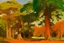 Placeholder: An orange colored clearing with baobab trees painted by Edouard Manet