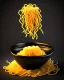 Placeholder: ramen noodles on black background. Photography. Realistic photo. HD. Glowing. 3d style