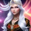 Placeholder: Ice Princess with white hair, a crown with precious stones, bright background