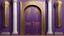 Placeholder: Hyper Realistic Islamic-Architectural-Open-Golden-Door-&-Navy-Wall on Purple-Rustic-Wall with maroon-crafting-on-white-pillars