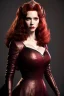 Placeholder: christina hendricks as evil queen in burgundy leather gown , angry, stern look, volumetric lighting, particales,highly detailed,cinematic, deep colours,8