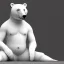 Placeholder: Un ours blanc, réaliste, habillé comme un moine bouddhiste, anthropomorphique, très détaillé, représentation 3d, un maximum de détail