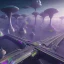 Placeholder: futuristic city with astroport and transparent bridges, galactic landsacape with multicolored crystals falling from the sky, full of details, smooth, bright sunshine，soft light atmosphere, light effect，vaporwave colorful, concept art, smooth, extremely sharp detail, finely tuned detail, ultra high definition, 8 k, unreal engine 5, ultra sharp focus, Retrowave, Almaty