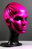 Placeholder: Black rubber face with rubber effect in all face with fuxia rubber effect hair