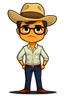 Placeholder: Drawing of Gustavo Petro serious with hat, jeans and shirt no lentes speaking in a speech full body chibi