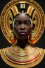 Placeholder: kente scene, Black Egyptian Cat, jewelry, thread, embroidery, octane render, high detail, warm light