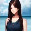 Placeholder: red long haired woman, casual clotting, realistic, HD4k, watery cloud background, close up shot,