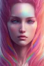 Placeholder: girl, cute, beautiful, long hair, rainbow hair, rainbows, close up portrait by Greg Rutkowski