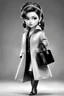 Placeholder: Chibi woman ,adorned in an cute hairstyle, Hermes bag, coat, in hand, walking, resembling hyperrealistic and photorealistic art styles commonly seen in glamorous Hollywood, black and white, The image exhibits meticulous and detailed renderings, featuring trace monotone effects and a polished appearance. The artwork boasts exceptional resolution at 32K UHD, highlighting the intricate character portrayal, masterpiece