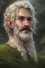 Placeholder: A realistic portrait of an Elven nobleman. He has salt and pepper hair and a mischievous smile. He has a curly mustache. He wears a flower boutonniere. There are autumn trees with falling leaves in the background.
