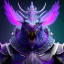 Placeholder: purple mythical creature in galaxy, teal and purple smoke, detailed, realistic, 4k