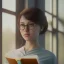 Placeholder: Study girl, curl hair read a book in by the window, ultra detail, real photo realistic, unreal engine, cinematic lighting --ar 1:1 creative