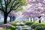 Placeholder: 3d holographic realistic editorial photo, A beautiful fairytale landscape, detailed, trees and sakura flower blooming along a road , fantasy, colorful flowers, green grass, soft, pretty visuals, aesthetic, artstation, shadow effect, insanely detailed and intricate, photorealistic, highly detailed, artstation by wlop, by artgerm, art by tom bagshaw, atey ghailan, andrew atroshenko, stanley artgerm..