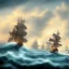 Placeholder: painting of Caribbean ships, high waves, colorful