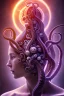 Placeholder: Spiritual being with Tentacles over human Head creating reality around, wrapping Spiral around people, Psychedelic