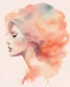 Placeholder: woman silhouette and hair watercolor draw peach pastel colors