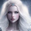 Placeholder: ice queen blue eyes long blond hair smiling face in elden ring realistic