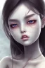 Placeholder: Japanese girl white eyes, close-up face, anatomically perfect face, shallow, clean face