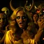 Placeholder: Horror movie shot, spooky, horns, hot, ultra realistic, dine, they enjoy and get excited, ashs, ultra realistic hot blonde women, party, extremely, pieces of organs, ail, dynamic, very excited people, 1970's, Dario Argento, hypermaximalist figures, light, Italian horror movie, sinister, ornate, 4k, photorealism