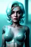 Placeholder: Ultra Realistic image, portrait, blonde woman, sweet Marylin Monroe face, perfect iris, glow eyes, glow makeup. Cyborg, Cyberpunk style, oversized transparent latex coat, yakuza tattoos body. fog, rain, soft color, highly detailed, unreal engine 5, ray tracing, RTX, lumen lighting, ultra detail, volumetric lighting, 3d, finely drawn, high definition, high resolution.