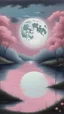 Placeholder: Paint a serene scene of a moonlit night, where soft hues of pink embrace the sky, casting a gentle glow over a tranquil landscape. Describe the moon's reflection on a calm body of water and the subtle rustle of leaves in the peaceful night breeze.