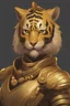 Placeholder: A tiger with gold armor and a gold chain around his neck.