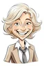 Placeholder: cartoon of a happy young lady law professor with blonde and grey hair
