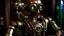 Placeholder: arabisches Gasthaus Barkeeper Bronze Roboter Steampunk grüne Augen