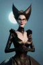 Placeholder: Carmen Dell`orifice as evil queen in black leather, leather, busty, cleavage, angry, stern look. character design by cory loftis, fenghua zhong, ryohei hase, ismail inceoglu and ruan jia. unreal engine 5, artistic lighting, highly detailed, photorealistic, fantasy