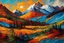 Placeholder: Mountainscape Pattern masterfully detailed, vibrant created with spatulated oil painting techniques, featuring thick, impasto strokes, grunge scratches, and deposit of saturated oil pigments in the style of Van Gogh.