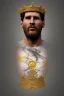 Placeholder: Realistic image, lionel Messi sculpture made of marble with gold veins, gold laurel leaves crown, gold ornaments, Renaissance style, sun rays background, waist up portrait, epic, celestial, cinematic lighting, God lights, 4k resolution, smooth details, soft lighting, unreal engine 5, art station, substance 3d.