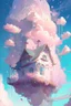 Placeholder: A whimsical dwelling delicately constructed entirely of ethereal clouds evocative of a dreamy landscape floating somewhere between heaven and earth, Dreamy, Pastel colors, Vibrant lighting, Highly detailed, Digital painting, Artstation, Concept art, Magical, Sparkling, Enchanting, art by victoria skitt, pascal campion, Loish, Trending on deviantart.